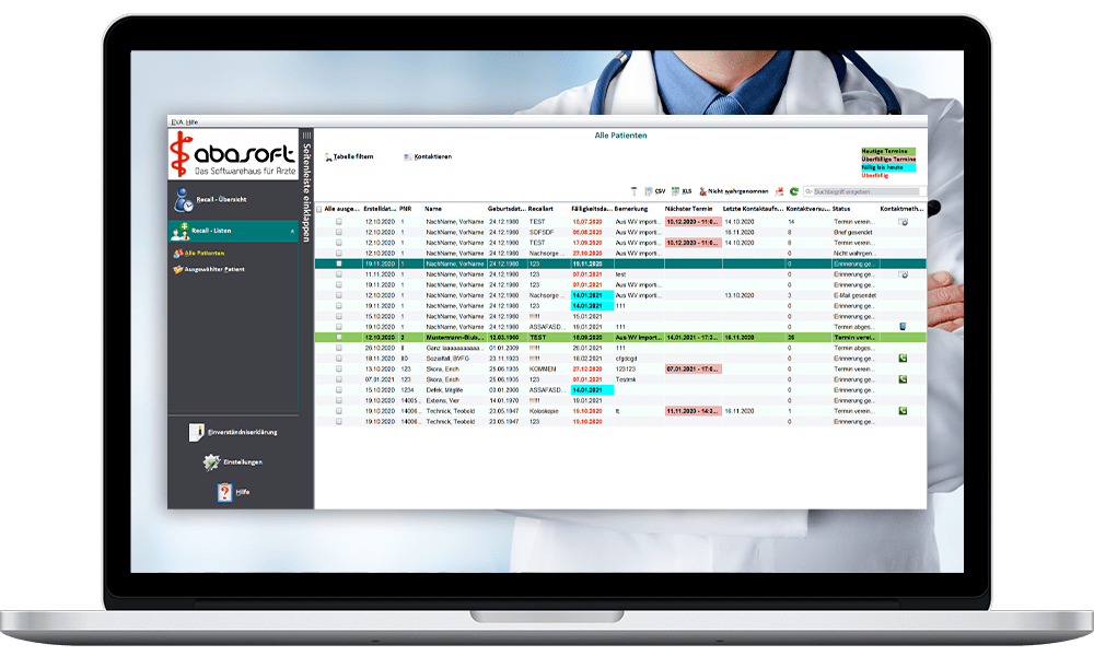 Recall-Management - abasoft - EVA Praxissoftware