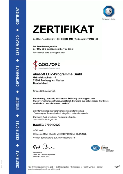 Zertifikat ISO27001